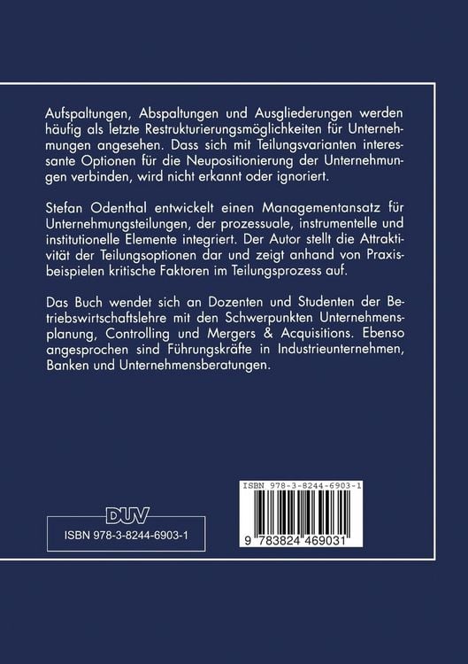 Produktbild: Management von Unternehmungsteilungen