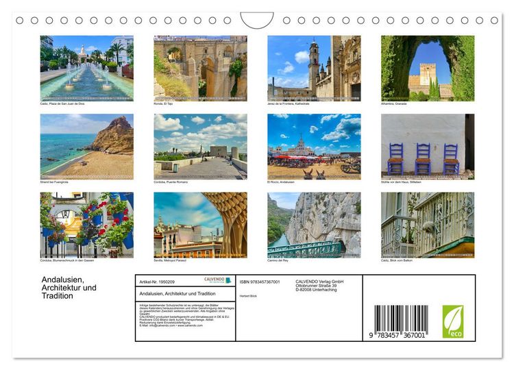 Produktbild: Andalusien, Architektur und Tradition (Wandkalender 2026 DIN A4 quer), CALVENDO Monatskalender