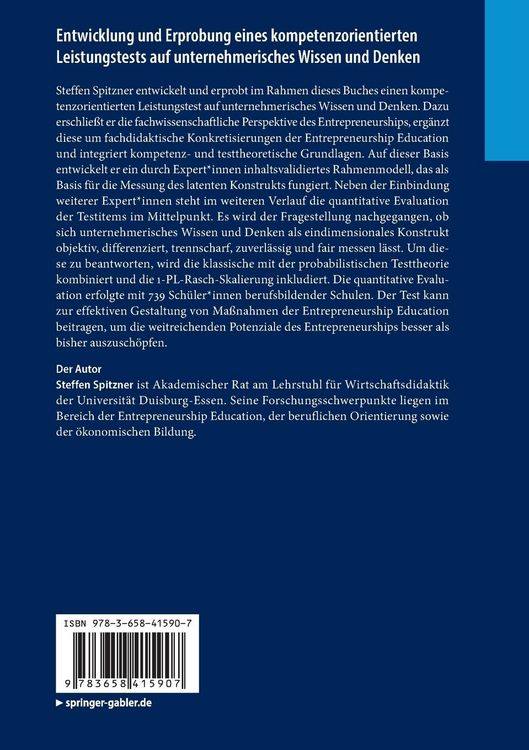 Produktbild: Entwicklung und Erprobung eines kompetenzorientierten Leistungstests auf unternehmerisches Wissen und Denken