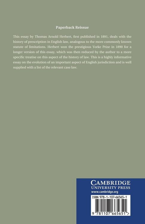 Produktbild: The History of the Law of Prescription in England