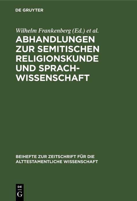 Produktbild: Abhandlungen zur semitischen Religionskunde und Sprachwissenschaft