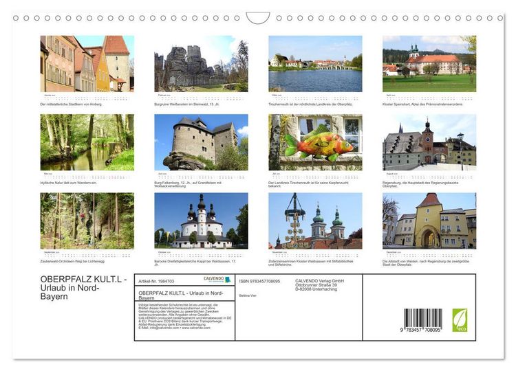 Produktbild: OBERPFALZ KULT.L - Urlaub in Nord-Bayern (Wandkalender 2026 DIN A3 quer), CALVENDO Monatskalender