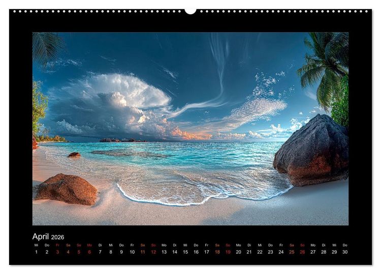Produktbild: Paradiesische Inselwelten (Wandkalender 2026 DIN A2 quer), CALVENDO Monatskalender