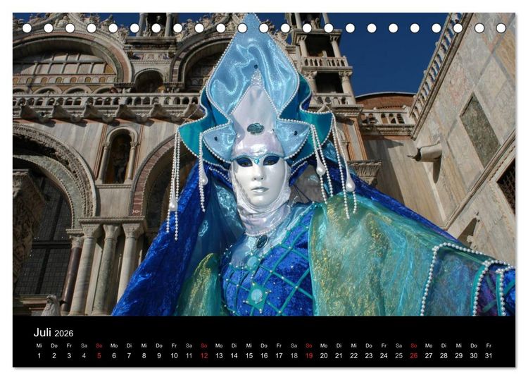 Produktbild: Maskenzauber in Venedig 2026 (Tischkalender 2026 DIN A5 quer), CALVENDO Monatskalender