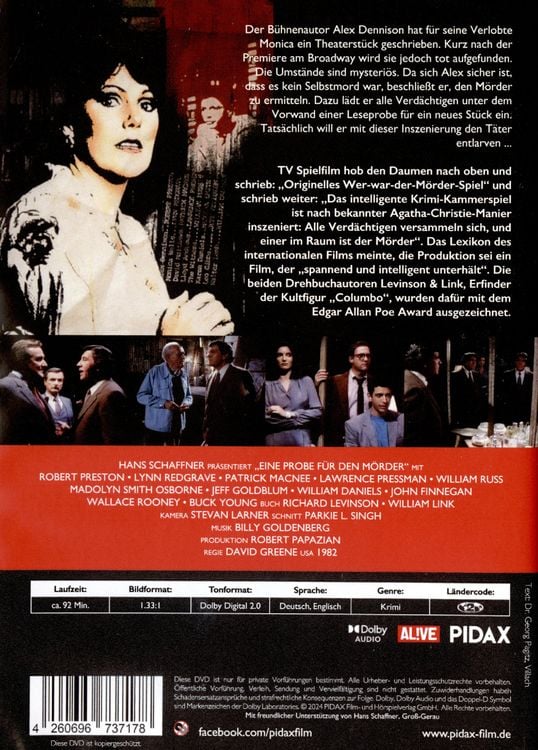 Produktbild: Eine Probe f&uuml;r den M&ouml;rder (Rehearsal for Murder) / Starbesetzter Kriminalfilm nach Agatha-Christie-Manier (Pidax Film-Klassiker)
