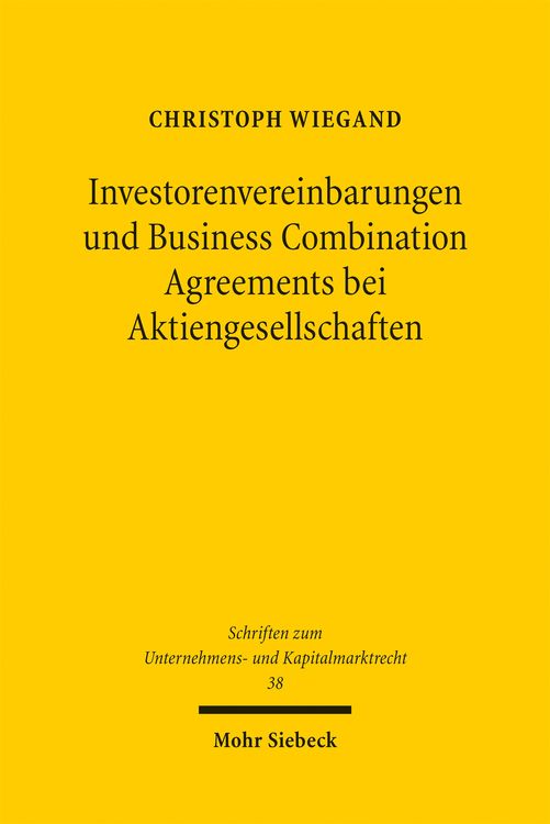 Produktbild: Investorenvereinbarungen und Business Combination Agreements bei Aktiengesellschaften