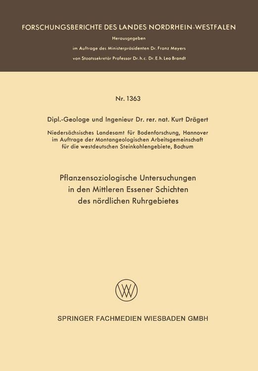 Produktbild: Pflanzensoziologische Untersuchungen in den mittleren Essener Schichten des n&ouml;rdlichen Ruhrgebietes