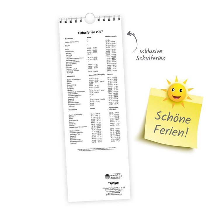 Produktbild: TR&Ouml;TSCH - Streifenkalender K&uuml;chennotiz 2027 Notizkalender