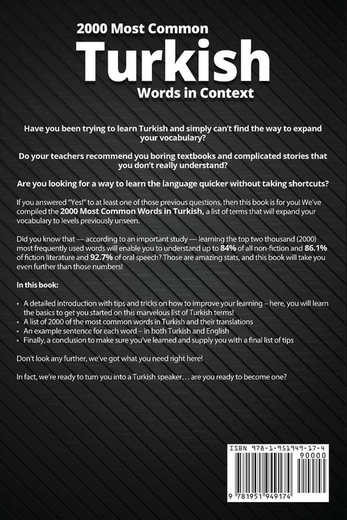 Produktbild: 2000 Most Common Turkish Words in Context