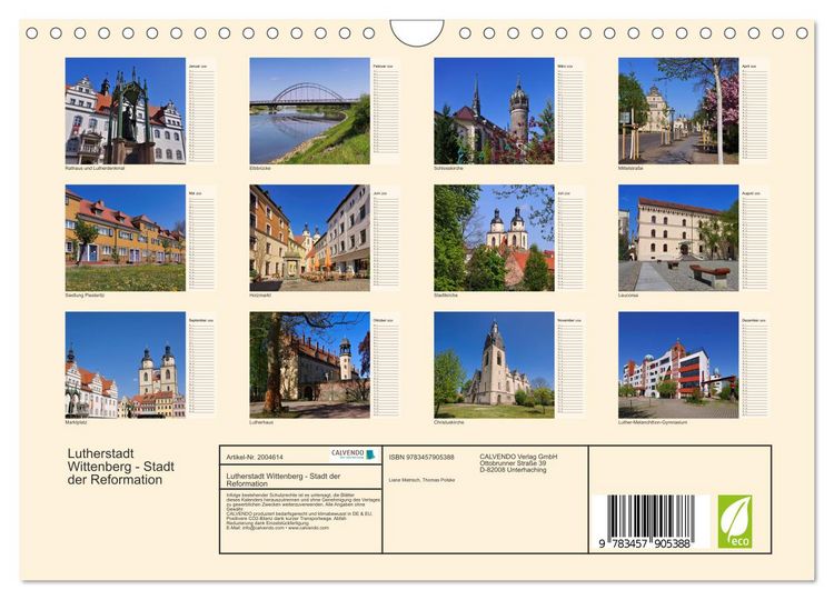 Produktbild: Lutherstadt Wittenberg - Stadt der Reformation (Wandkalender 2026 DIN A4 quer), CALVENDO Monatskalender