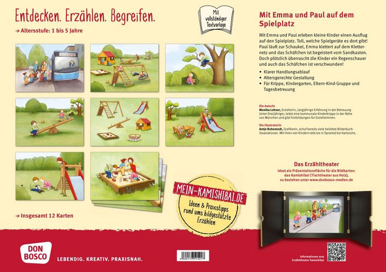 Produktbild: Auf dem Spielplatz mit Emma und Paul. Kamishibai Bildkartenset