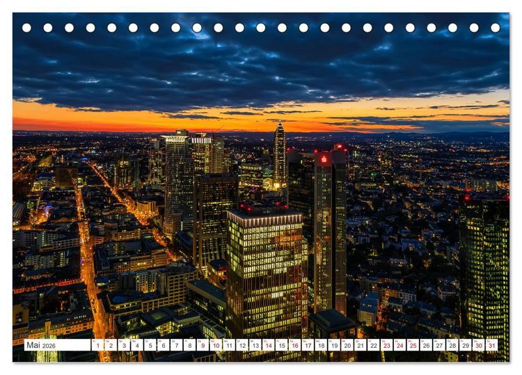 Produktbild: Frankfurt am Main - at night (Tischkalender 2026 DIN A5 quer), CALVENDO Monatskalender