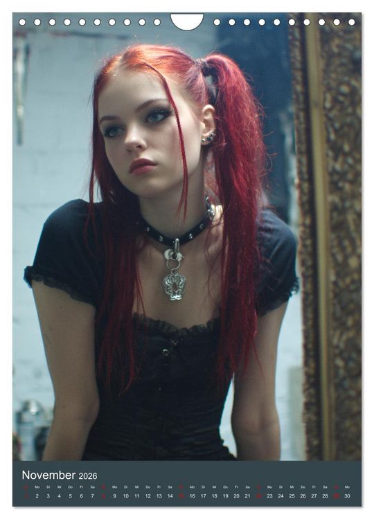 Produktbild: Gothic Girls - d&uuml;stere Frauen in schwarzer Gothic-Kleidung (Wandkalender 2026 DIN A4 hoch), CALVENDO Monatskalender