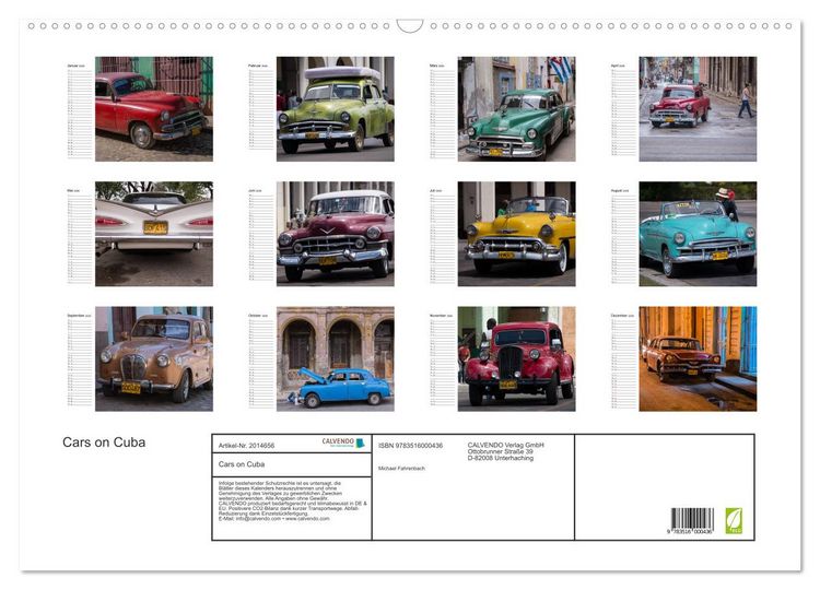 Produktbild: Cars on Cuba (Wandkalender 2026 DIN A2 quer), CALVENDO Monatskalender