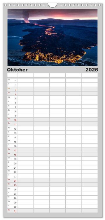 Produktbild: Familienplaner 2026 - Vulkanausbruch - Island mit 5 Spalten (Wandkalender, 21 x 45 cm) CALVENDO