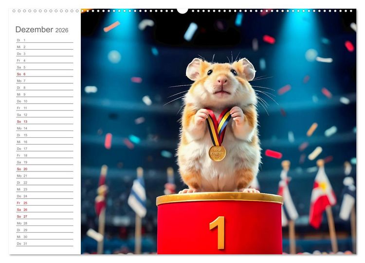 Produktbild: Hamster Olympiade - Der flauschigste Wettkampf des Jahres (hochwertiger Premium Wandkalender 2026 DIN A2 quer), Kunstdruck in Hochglanz