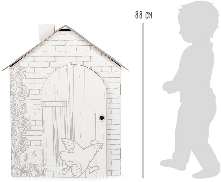 Produktbild: Small foot 10015 - Spielhaus H&auml;uschen aus Bastelkarton zum Bemalen, Pappe, H&ouml;he 88cm, creative&fun