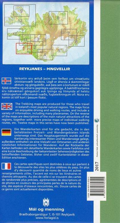 Produktbild: Island Serkort 01 Reykjanes-Pingvellir