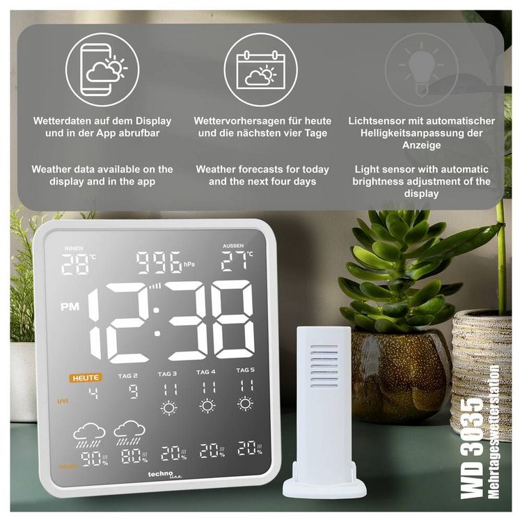 Produktbild: Techno Line WD3035 WD3035 Wetterstation WLAN-Wetterstation Anzahl Sensoren max. 1