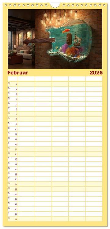 Produktbild: Familienplaner 2026 - Saitenzauber &ndash; Gitarren im Bilderklang mit 5 Spalten (Wandkalender, 21 x 45 cm) CALVENDO