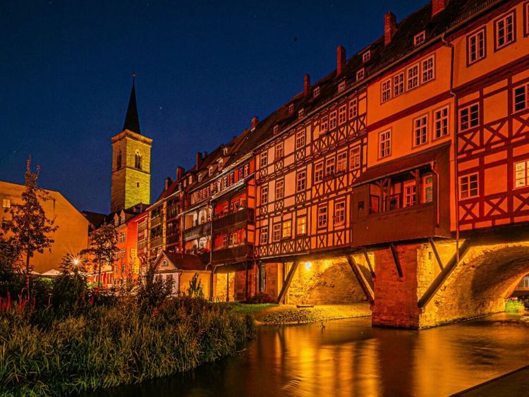 Produktbild: CALVENDO Puzzle Kr&auml;merbr&uuml;cke mit &Auml;gidienkirche | 1000 Teile Lege-Gr&ouml;&szlig;e 64x48cm Foto-Puzzle f&uuml;r gl&uuml;ckliche Stunden
