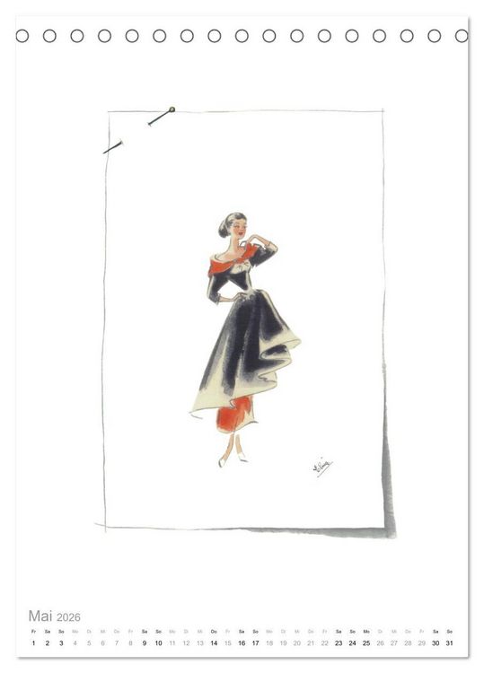 Produktbild: FIGURINEN 2026 - Modedesign von 1949 - Zeichnungen von Elina Ruffinengo (Tischkalender 2026 DIN A5 hoch), CALVENDO Monatskalender