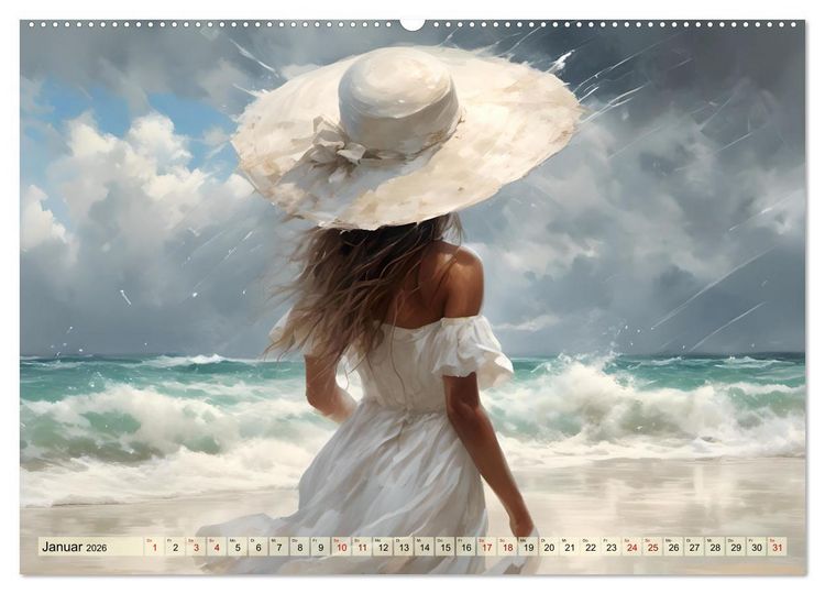 Produktbild: Strandzauber- Frauen in eleganten Kleidern (Wandkalender 2026 DIN A2 quer), CALVENDO Monatskalender