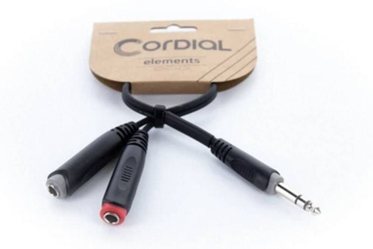 Produktbild: Cordial 14890 Klinke Audio Y-Adapter [1x Klinkenstecker 6.3 mm (stereo) - 2x Klinkenbuchse 6.3 mm (mono)] 0.30 m Schwarz PVC-Mantel, Zwillingsleitung