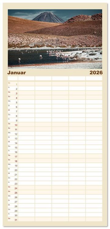 Produktbild: Familienplaner 2026 - Chile - Die stille Kraft der Atacama mit 5 Spalten (Wandkalender, 21 x 45 cm) CALVENDO