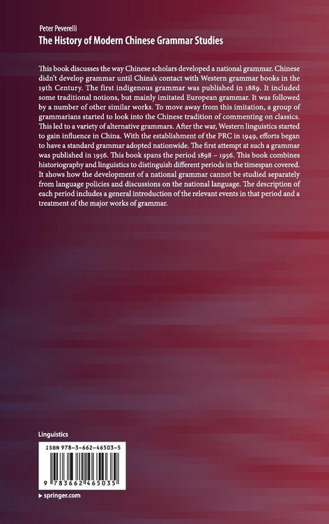 Produktbild: The History of Modern Chinese Grammar Studies