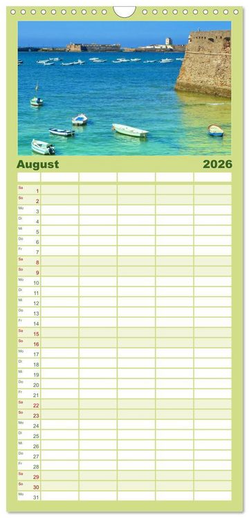 Produktbild: Familienplaner 2026 - Andalusien, blaues Meer und historische Bauwerke mit 5 Spalten (Wandkalender, 21 x 45 cm) CALVENDO