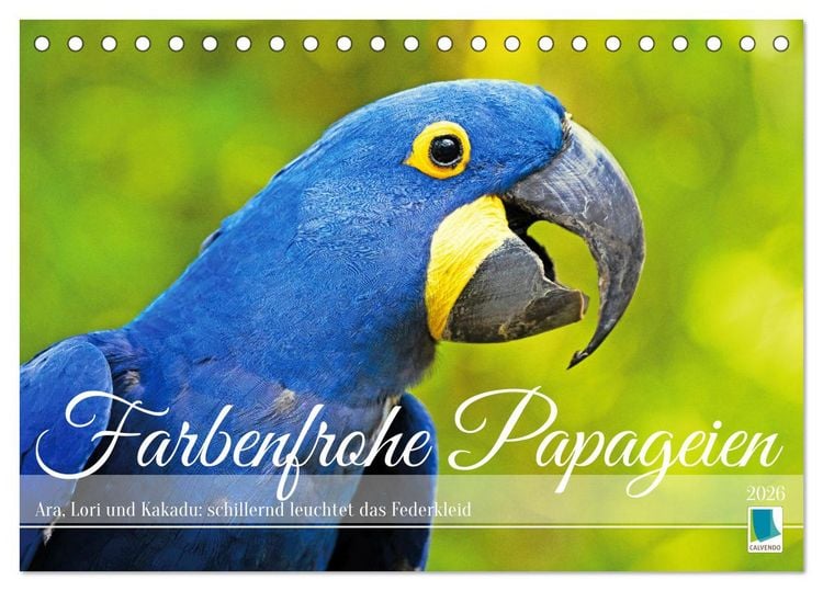 Produktbild: Farbenfrohe Papageien (Tischkalender 2026 DIN A5 quer), CALVENDO Monatskalender
