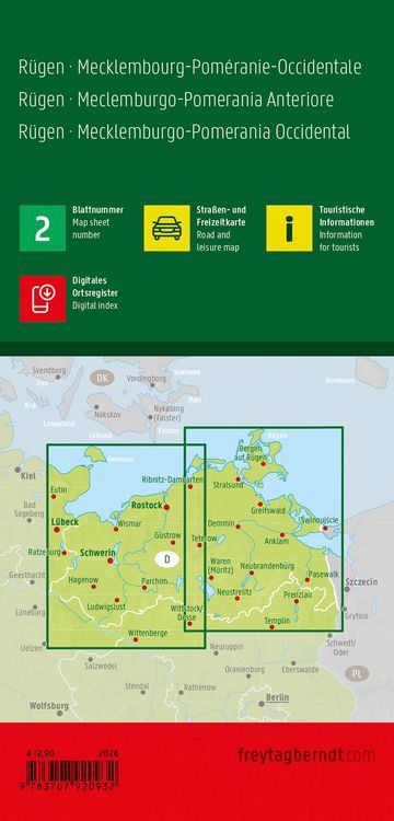 Produktbild: freytag & berndt Stra&szlig;enkarte R&uuml;gen - Mecklenburg-Vorpommern 1:150.000