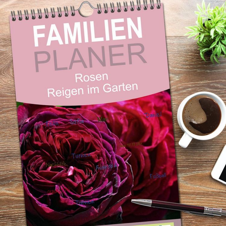 Produktbild: Familienplaner 2026 - Rosen Reigen im Garten mit 5 Spalten (Wandkalender, 21 x 45 cm) CALVENDO