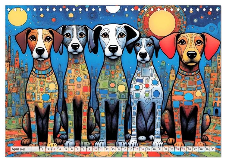 Produktbild: Bunte Hundebande (Wandkalender 2027 DIN A4 quer), CALVENDO Monatskalender