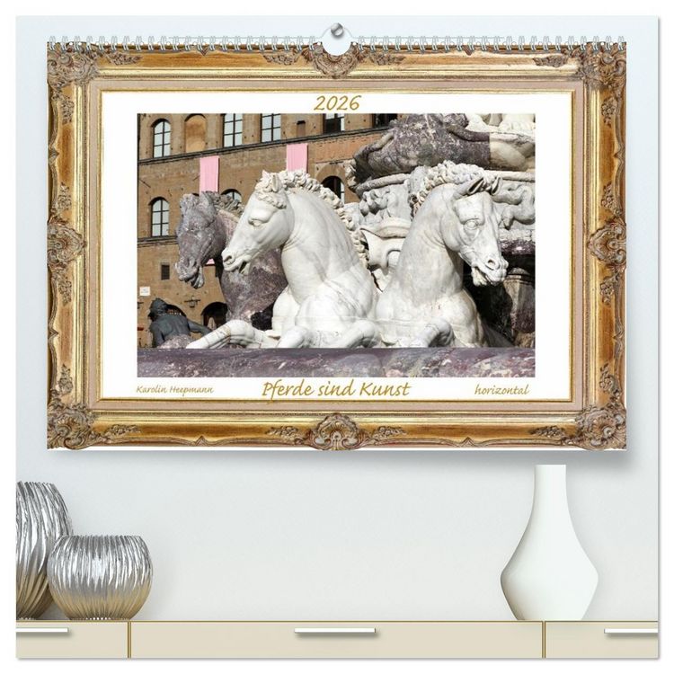 Produktbild: Pferde sind Kunst - horizontal (hochwertiger Premium Wandkalender 2026 DIN A2 quer), Kunstdruck in Hochglanz