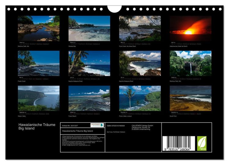Produktbild: Hawaiianische Tr&auml;ume Big Island (Wandkalender 2026 DIN A4 quer), CALVENDO Monatskalender