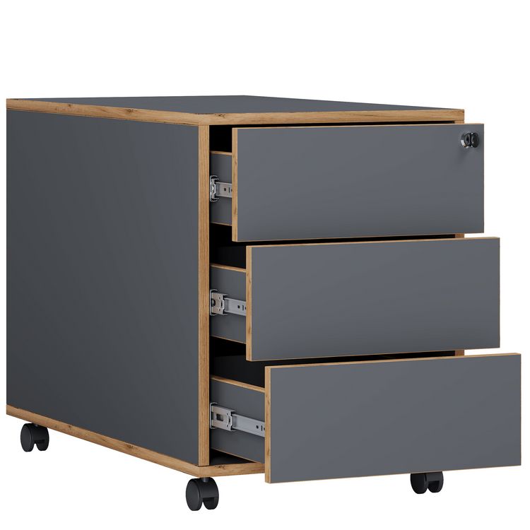 Produktbild: Holz Rollcontainer B&uuml;rocontainer Salia 3 Schublade