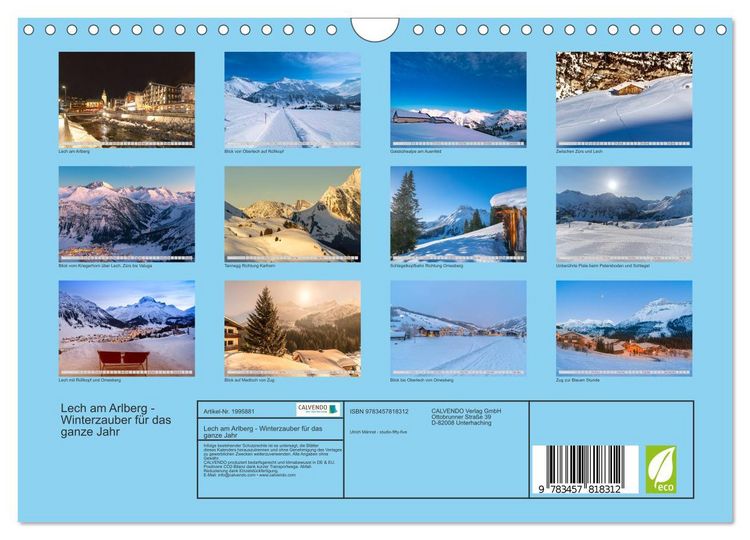 Produktbild: Lech am Arlberg - Winterzauber f&uuml;r das ganze Jahr (Wandkalender 2026 DIN A4 quer), CALVENDO Monatskalender