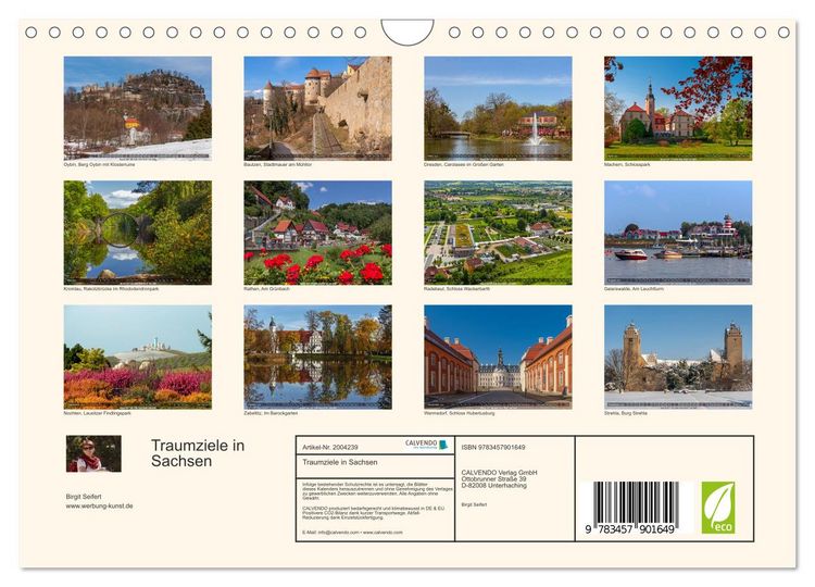 Produktbild: Traumziele in Sachsen (Wandkalender 2026 DIN A4 quer), CALVENDO Monatskalender