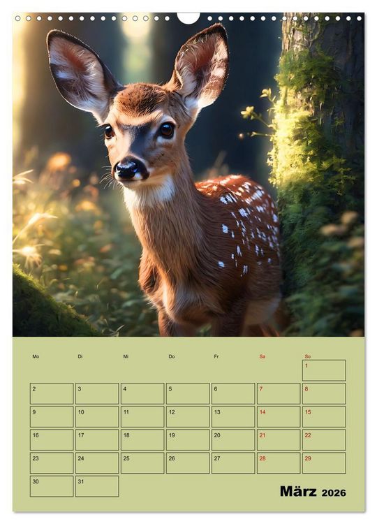 Produktbild: Tierkinder im Zauberwald (Wandkalender 2026 DIN A3 hoch), CALVENDO Monatskalender