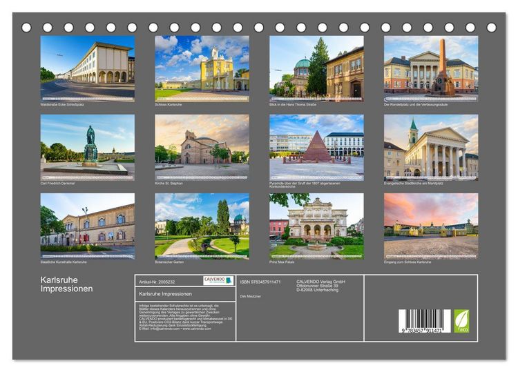 Produktbild: Karlsruhe Impressionen (Tischkalender 2026 DIN A5 quer), CALVENDO Monatskalender
