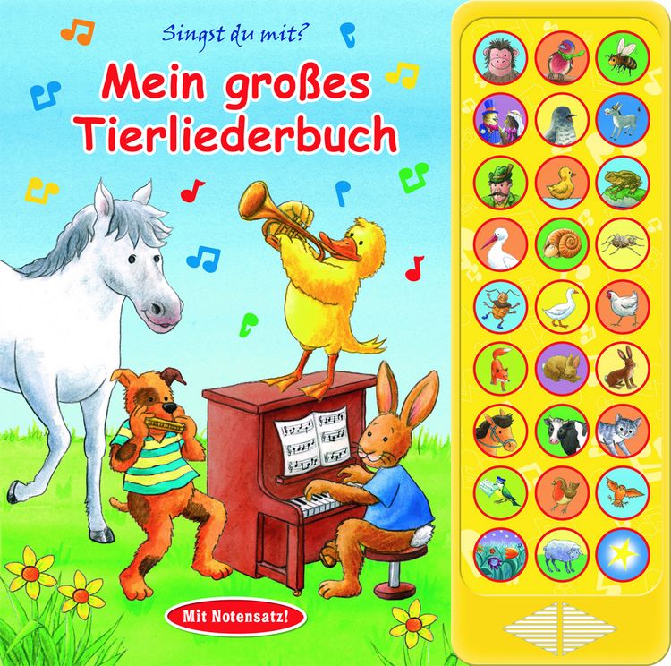 Produktbild: 27-Button-Soundbuch - Mein gro&szlig;es Tierliederbuch - 27 bekannte Kinderlieder zum Mitsingen