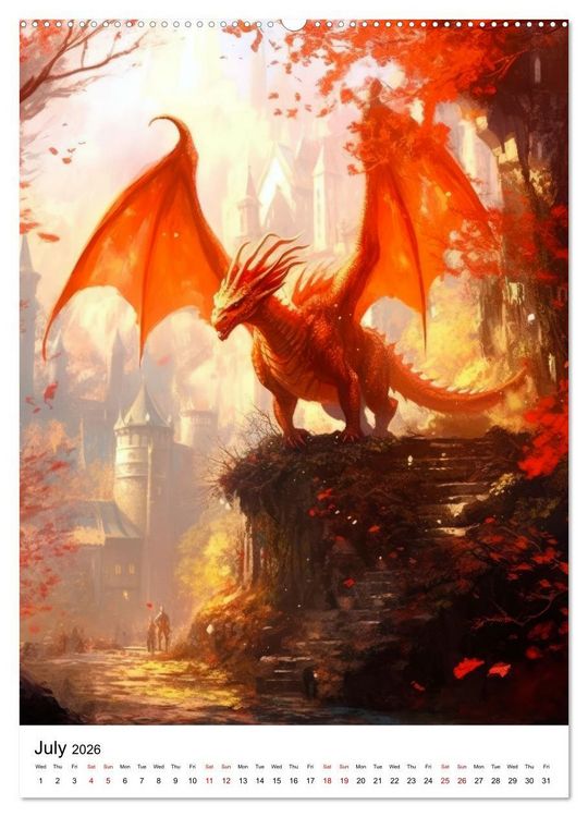 Produktbild: Medieval Drakes (Wall Calendar 2026 DIN A2 portrait), CALVENDO 12 Month Wall Calendar