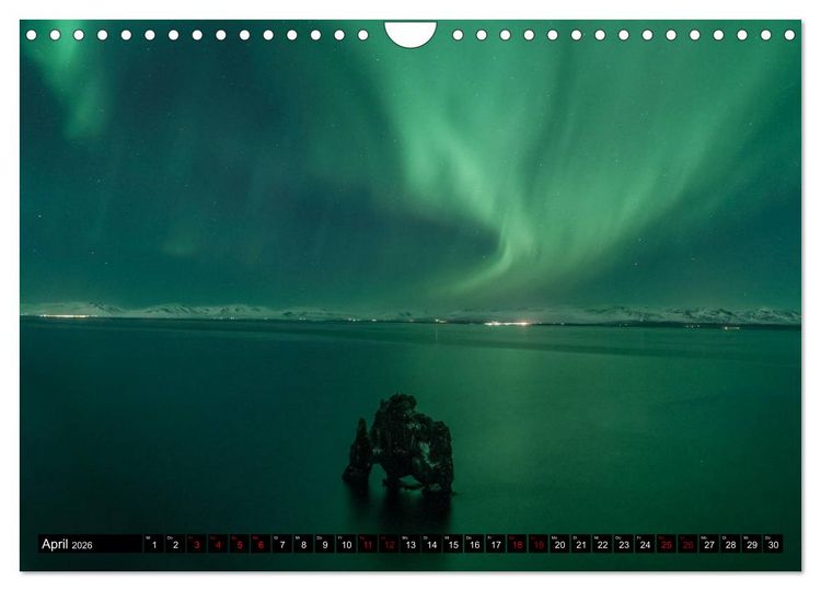 Produktbild: Aurora borealis - Magische Polarlichtn&auml;chte in Island und Norwegen (Wandkalender 2026 DIN A4 quer), CALVENDO Monatskalender