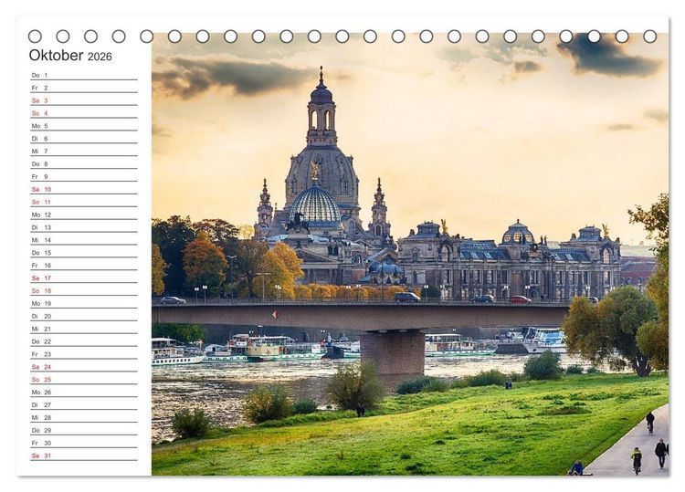 Produktbild: Dresden - Die Frauenkirche (Tischkalender 2026 DIN A5 quer), CALVENDO Monatskalender