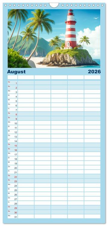 Produktbild: Familienplaner 2026 - Nach Hause finden, die Leuchtt&uuml;rme mit 5 Spalten (Wandkalender, 21 x 45 cm) CALVENDO
