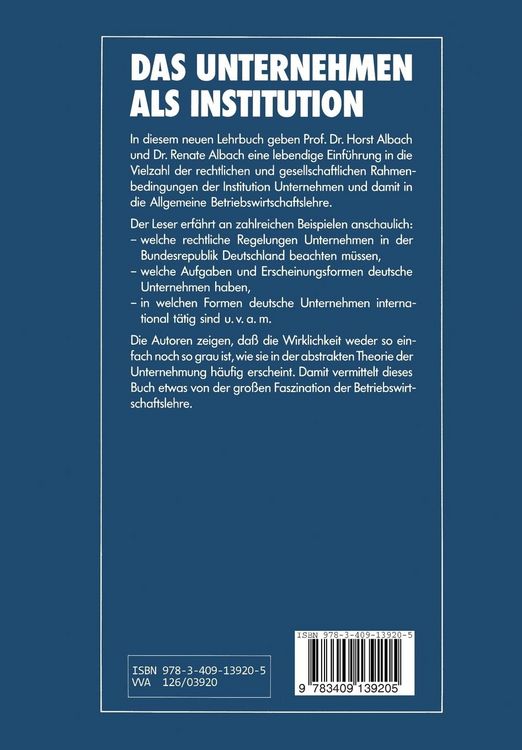 Produktbild: Das Unternehmen als Institution