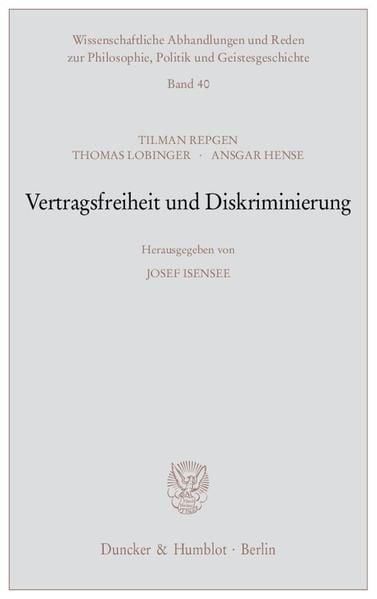 Produktbild: Vertragsfreiheit und Diskriminierung.
