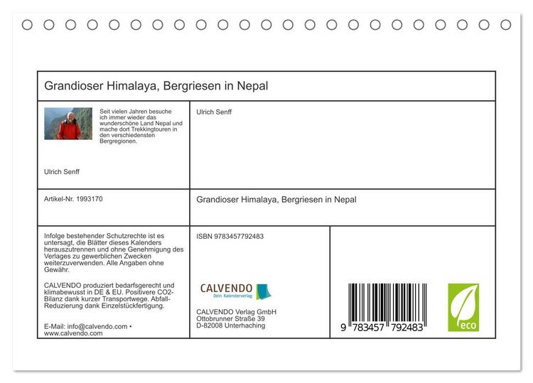 Produktbild: Grandioser Himalaya, Bergriesen in Nepal (Tischkalender 2026 DIN A5 quer), CALVENDO Monatskalender